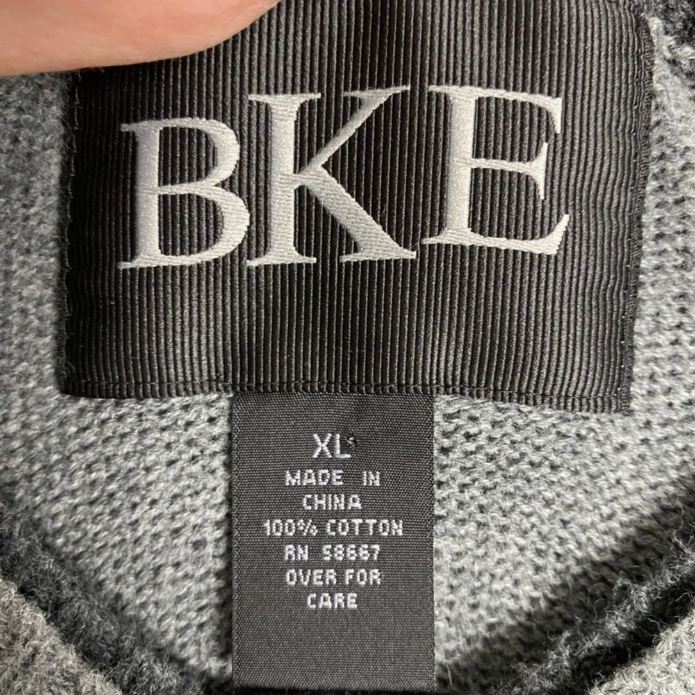 BKE Argyle V-Neck Sweater Mens Size XL Gray Brown Blue Cotton‎ Pullover Classic